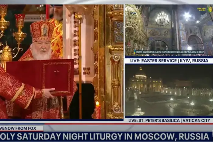 Image from Fox News with the words 'Kyiv is Russian' during the Easter broadcast